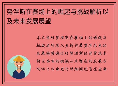 努涅斯在赛场上的崛起与挑战解析以及未来发展展望